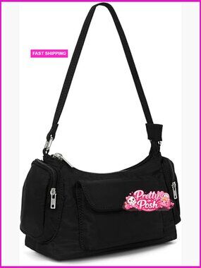 Nylon Shoulder Bag Hobo Handbag with Multi-Pockets